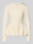 Bash Strickshirt mit Schößchen Modell 'UTAMA' in Ecru, Größe L
