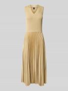 BOSS Midikleid mit Plisseefalten Modell 'Farara' in Beige, Größe L