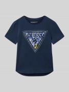 Guess T-Shirt mit Strasssteinbesatz und Logo-Print in Marine, Größe 12...