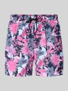 HUGO Regular Fit Badeshorts mit Allover-Muster Modell 'CALALA' in Pink...