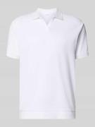 Lindbergh Comfort Fit Poloshirt mit V-Ausschnitt in Weiss, Größe L