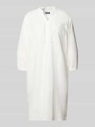 WHITE LABEL Knielanges Tunikakleid aus Leinen-Baumwoll-Mix in Weiss, G...