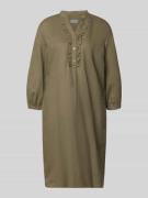 WHITE LABEL Knielanges Tunikakleid aus Leinen-Baumwoll-Mix in Khaki, G...
