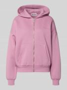 REVIEW Sweatjacke mit Logo und Känguru-Tasche in Rosa, Größe L
