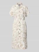 WHITE LABEL Hemdblusenkleid aus Leinen-Baumwoll-Mix in Sand, Größe 36