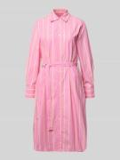 Lanius Hemdblusenkleid mit Bindegürtel in Pink, Größe 34
