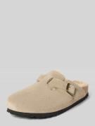 Birkenstock Hausschuhe aus echtem Leder mit Fell-Besatz Modell 'BOSTON...