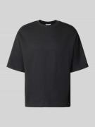 REVIEW Regular-Fit T-Shirt in Plissee-Optik in Black, Größe L