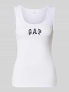 GAP Slim Fit Top mit Logo-Print in Weiss, Größe L