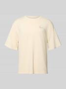 KARL KANI Oversized T-Shirt mit Logo-Stitching in Ecru, Größe L
