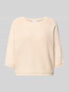 comma Regular Fit Pullover in Strick-Optik mit Pailettenbesatz in Sand...