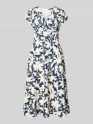 Swing Cocktailkleid mit V-Ausschnitt und Taillenband in Marine, Größe ...