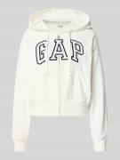 GAP Regular Fit Sweatjacke mit Logo-Stitching Modell 'Heritage' in Ecr...