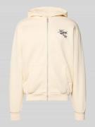 KARL KANI Oversized Sweatjacke mit Logo-Stitching in Weiss, Größe L