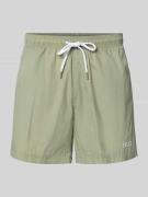 HUGO Badeshorts mit Label-Print Modell 'HAITI' in Khaki, Größe L