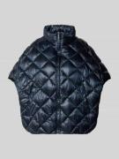 Stefanel Poncho mit Kappärmeln und Stehkragen in Dunkelblau, Größe M/L