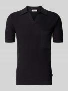 Replay Slim Fit Poloshirt in Strick-Optik in Black, Größe L