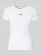 GAP T-Shirt in Ripp-Optik mit Logo in Weiss, Größe L