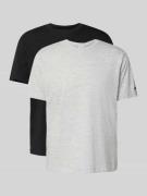 CHAMPION T-Shirt mit Rundhalsausschnitt im 2er-Pack in Hellgrau Melang...