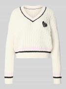 Noisy May Strickpullover mit Zopfmuster und V-Ausschnitt Modell 'MAKI'...