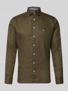 Fynch-Hatton Slim Fit Leinenhemd mit Haifischkragen in Oliv, Größe 3XL
