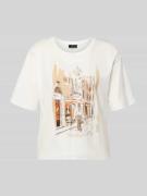 monari T-Shirt mit Motiv-Print und Strasssteinbesatz in Weiss, Größe 3...