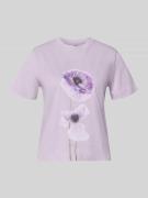 Stefanel T-Shirt mit Motiv-Print Modell 'FIORE' in Flieder, Größe L