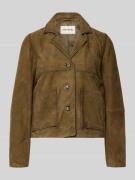 Stefanel Lederblazer mit aufgesetzten Eingrifftaschen in Khaki, Größe ...