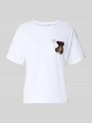 Liu Jo White Regular Fit T-Shirt mit Ziersteinbesatz in Weiss, Größe L