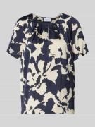 comma Blusenshirt im Allover-Look in Marine, Größe 34