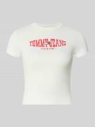 Tommy Jeans Slim Fit T-Shirt aus Baumwoll-Mix in Weiss, Größe L