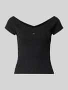 Tommy Jeans Slim Fit T-Shirt aus Baumwoll-Mix in Black, Größe L