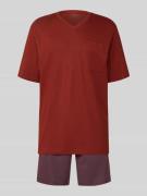Schiesser Pyjama in minimalistischem Design in Bordeaux, Größe 48