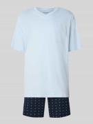 Schiesser Pyjama in minimalistischem Design in Hellblau, Größe 48