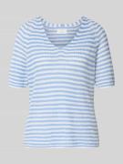 Fynch-Hatton T-Shirt aus Leinen mit V-Ausschnitt in Hellblau, Größe L