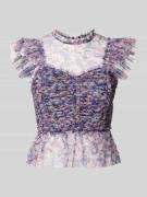 Lipsy Slim Fit Blusentop mit Smok-Details in Bleu, Größe 40