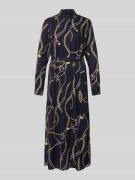 Gant Hemdblusenkleid aus Viskose mit Bindegürtel in Marine, Größe 38