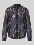 Gant Bluse mit Seide-Anteil und Kentkragen in Marine, Größe 34