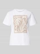 comma T-Shirt mit Motiv und Rundhalsausschnitt in Weiss, Größe 34