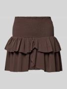 Neo Noir Minirock mit Volantsaum Modell 'Carin' in Mittelbraun, Größe ...