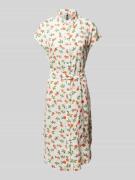 Pieces Midikleid mit Allover-Print Modell 'NYA' in Offwhite, Größe XS