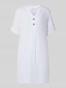 ZABAIONE Tunikakleid aus Leinen mit V-Ausschnitt Modell 'Ki44ra' in We...