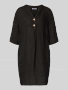 ZABAIONE Tunikakleid aus Leinen mit V-Ausschnitt Modell 'Ki44ra' in Bl...