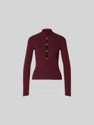 Self-Portrait Slim Fit Longsleeve aus Viskose-Mix in Bordeaux, Größe L