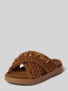 INUIKII Pantoletten mit Ziersteinbesatz in Dunkelbraun, Größe 36