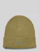 CK Calvin Klein Strickmütze mit Kaschmir-Anteil und Label-Patch in Sen...