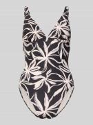 Marc O'Polo Badeanzug mit floralem Muster in Black, Größe L