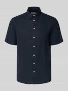 Blend Slim Fit Leinenhemd mit Viskose-Anteil Modell 'Bobby' in Marine,...