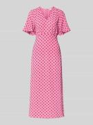ICHI Midikleid mit V-Ausschnitt Modell 'ZABBY' in Rose, Größe 34