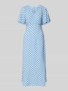 ICHI Midikleid mit V-Ausschnitt Modell 'ZABBY' in Hellblau, Größe 34